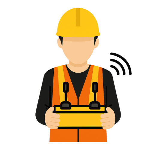 icona che illustra un operaio con un radiocomando in mano